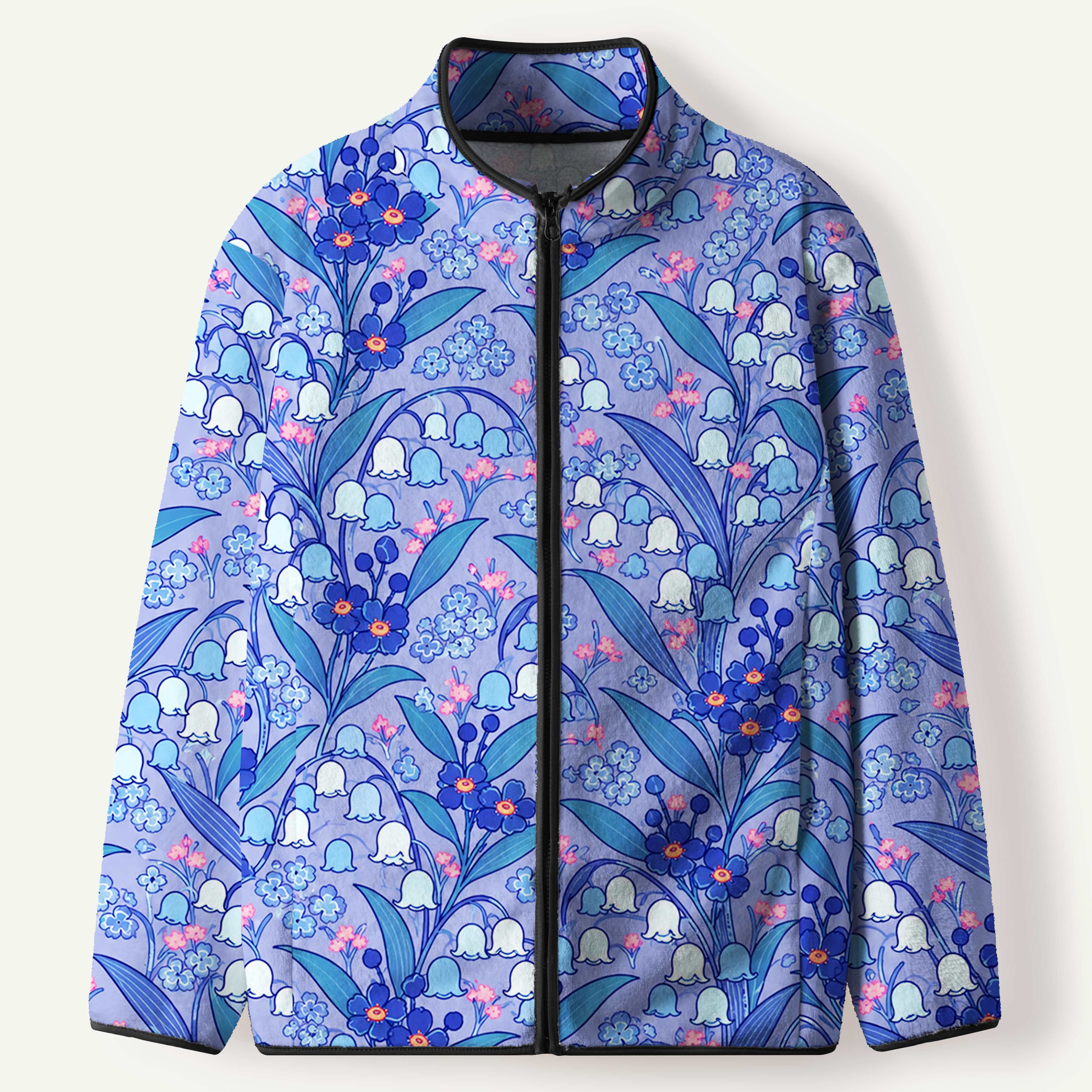 Bluebell Woodland Flower Garden Women's Flannel Zip Front Cardigan