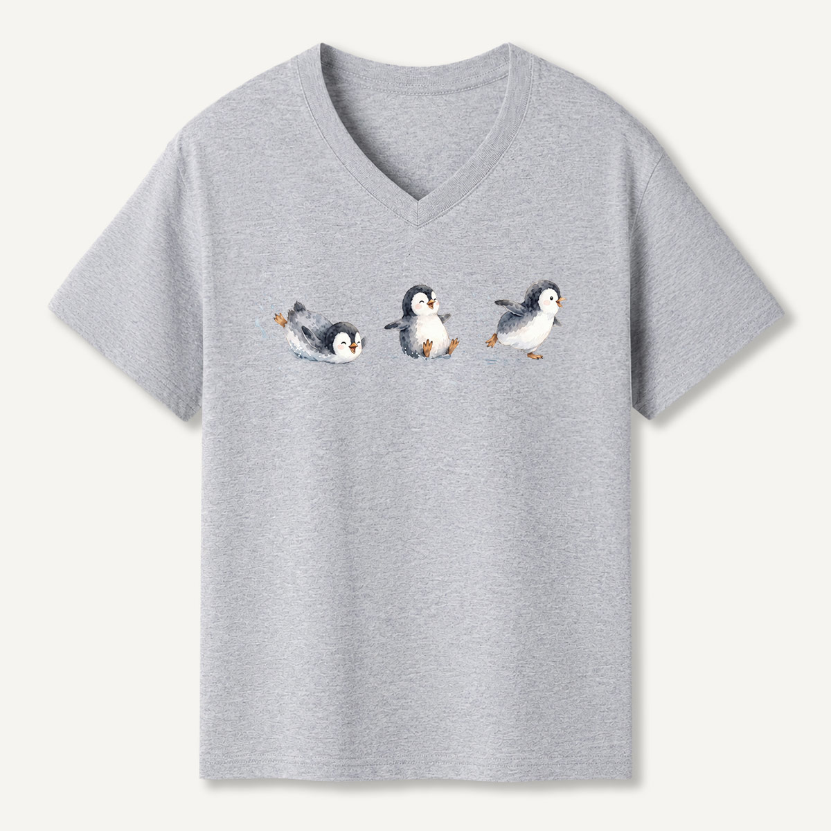 Sliding Penguins Snow Day V-neck T-Shirt