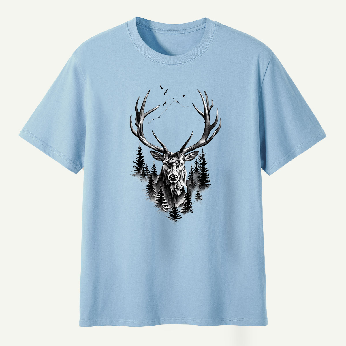 Deer Skull Forest Double Exposure T-Shirt