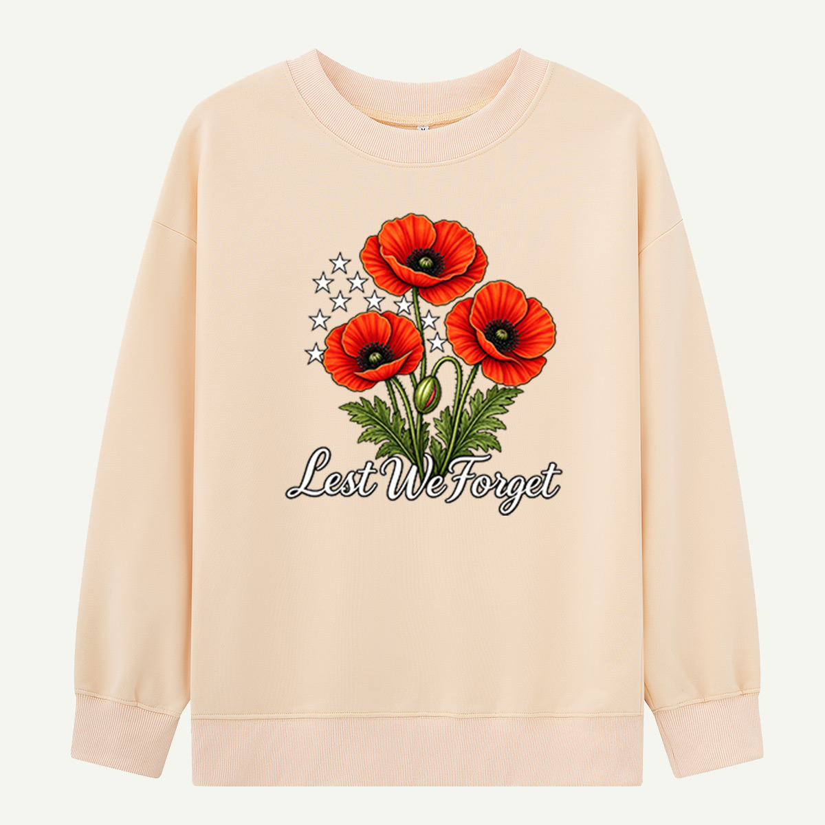 Lest We Forget Poppy Remembrance Floral Graphic Sweatshirts