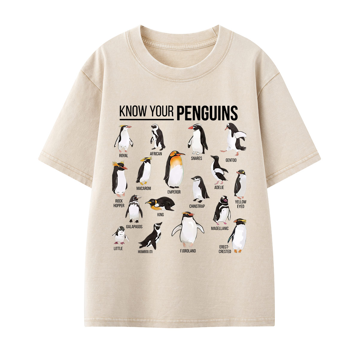 Know Your Penguins Kids Washed T-Shirt