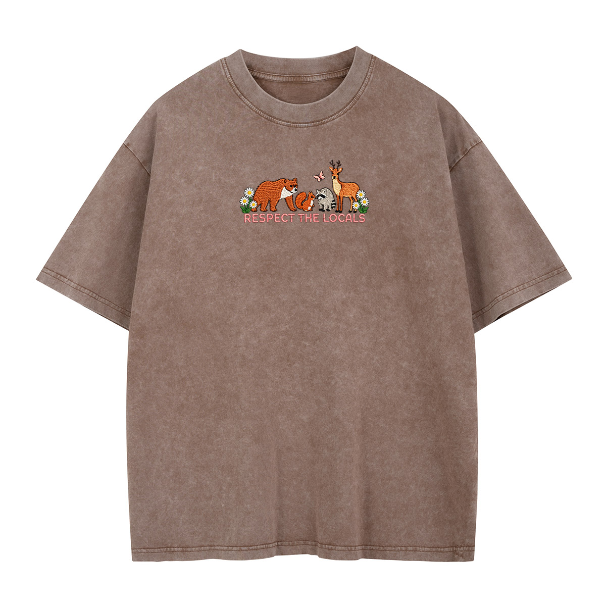 Love The Locals Woodland Wildlife Embroidered Washed T-Shirt