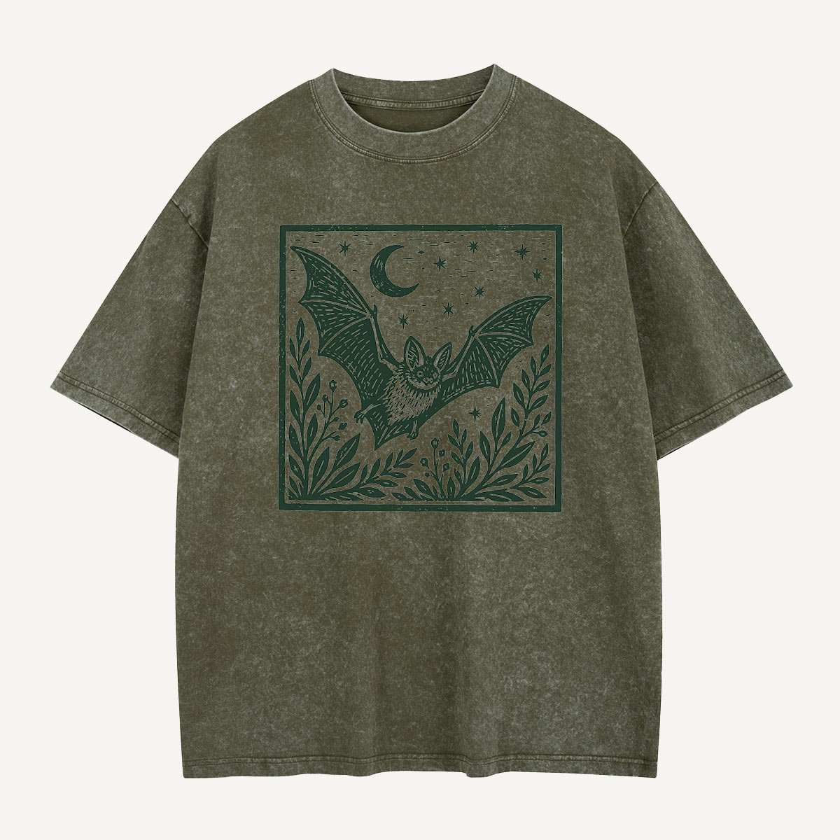Bat Beneath the Moon Washed T-Shirt