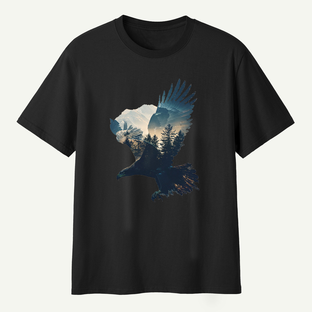 Bald Eagle Mountain Forest Double Exposure T-Shirt