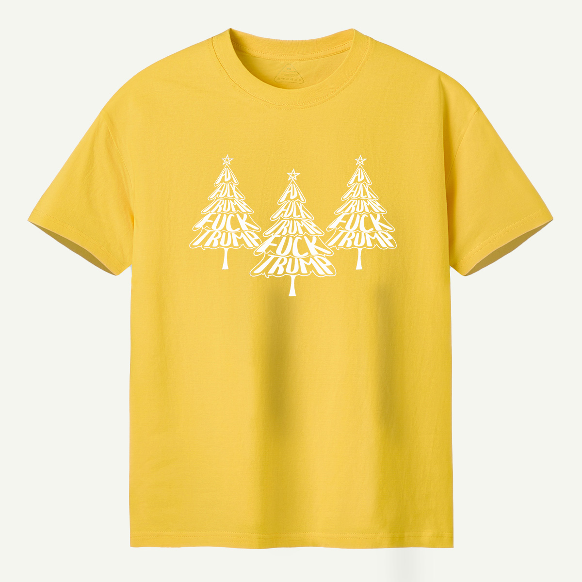 Fuck Trump Christmas Tree Typography T-Shirt