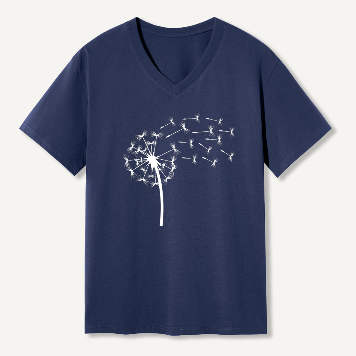 Dandelion Seeds Line Art V-neck T-Shirt