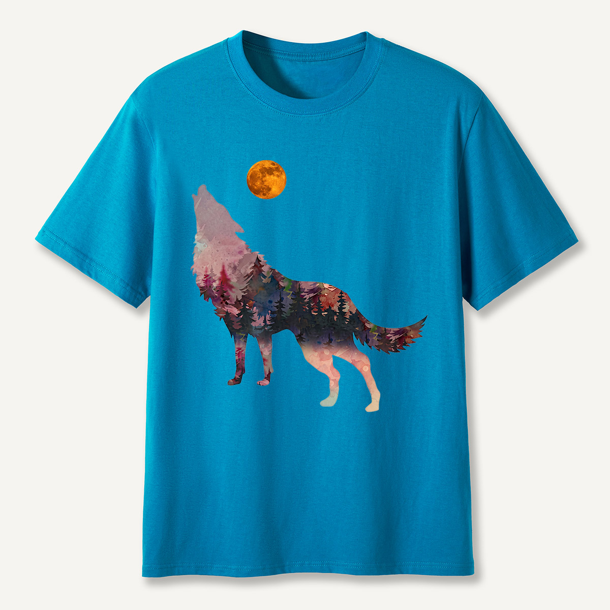 Howling Wolf Double Exposure Forest T-Shirt
