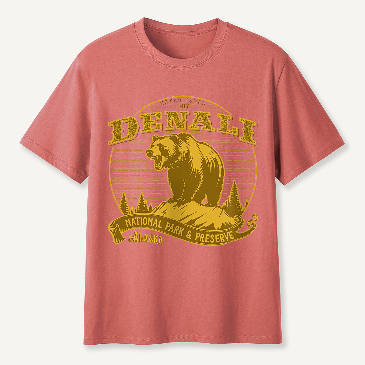 Denali National Park Bear Alaska Badge T-Shirt