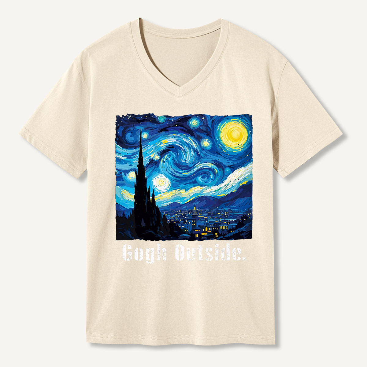 Swirl Night Sky Gogh Outside V-neck T-Shirt