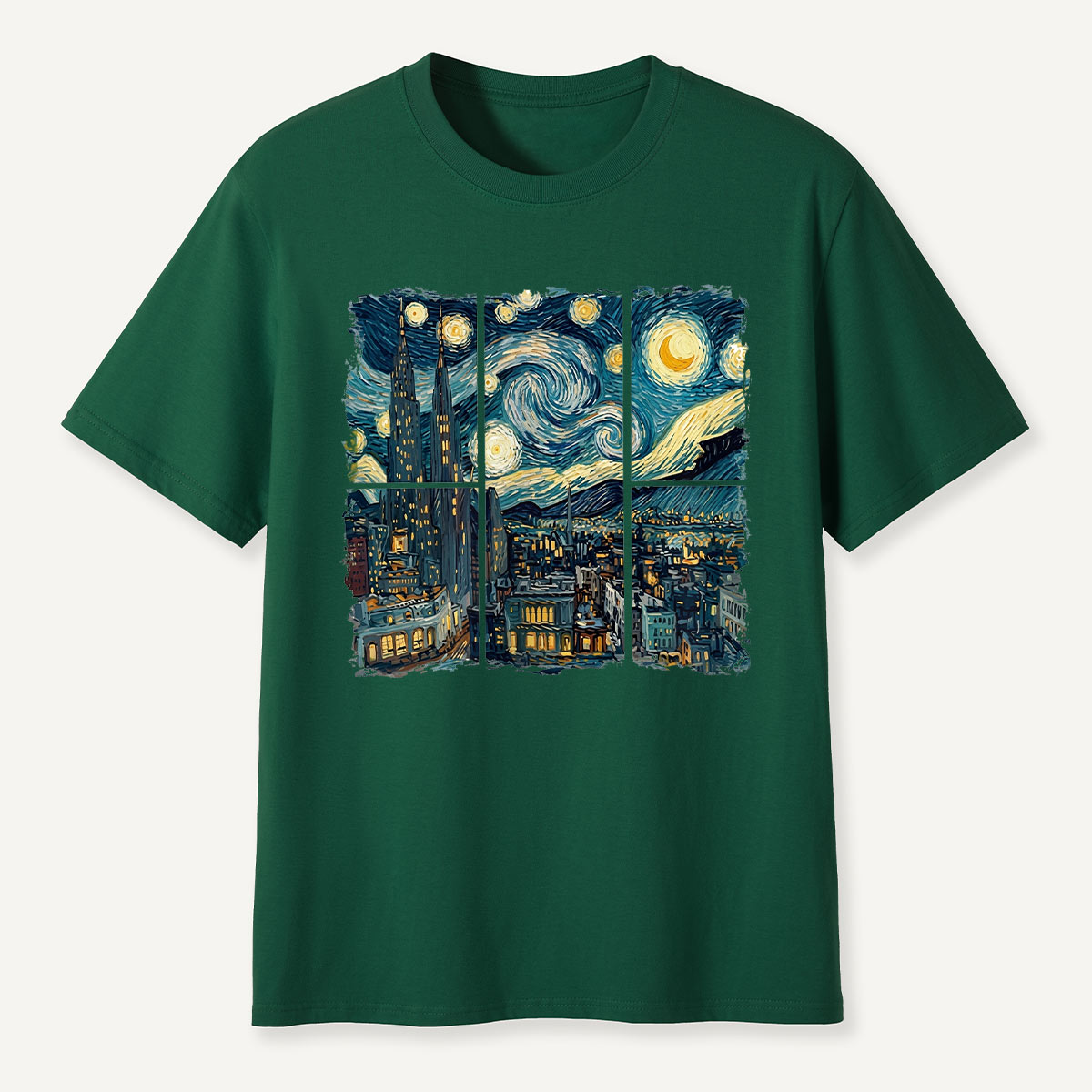 Swirl Night Sky Cityscape T-Shirt