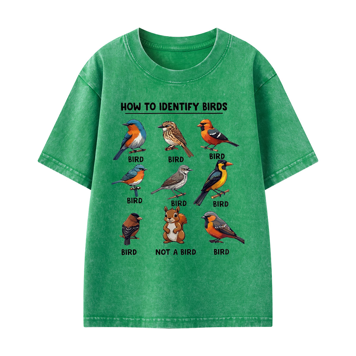 Funny Bird How to Identify Birds Kids Washed T-Shirt