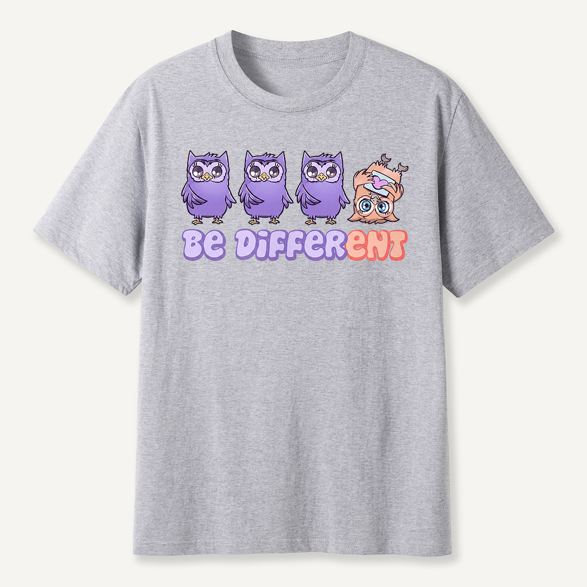 Be Different Cute Purple Owls  T-Shirt