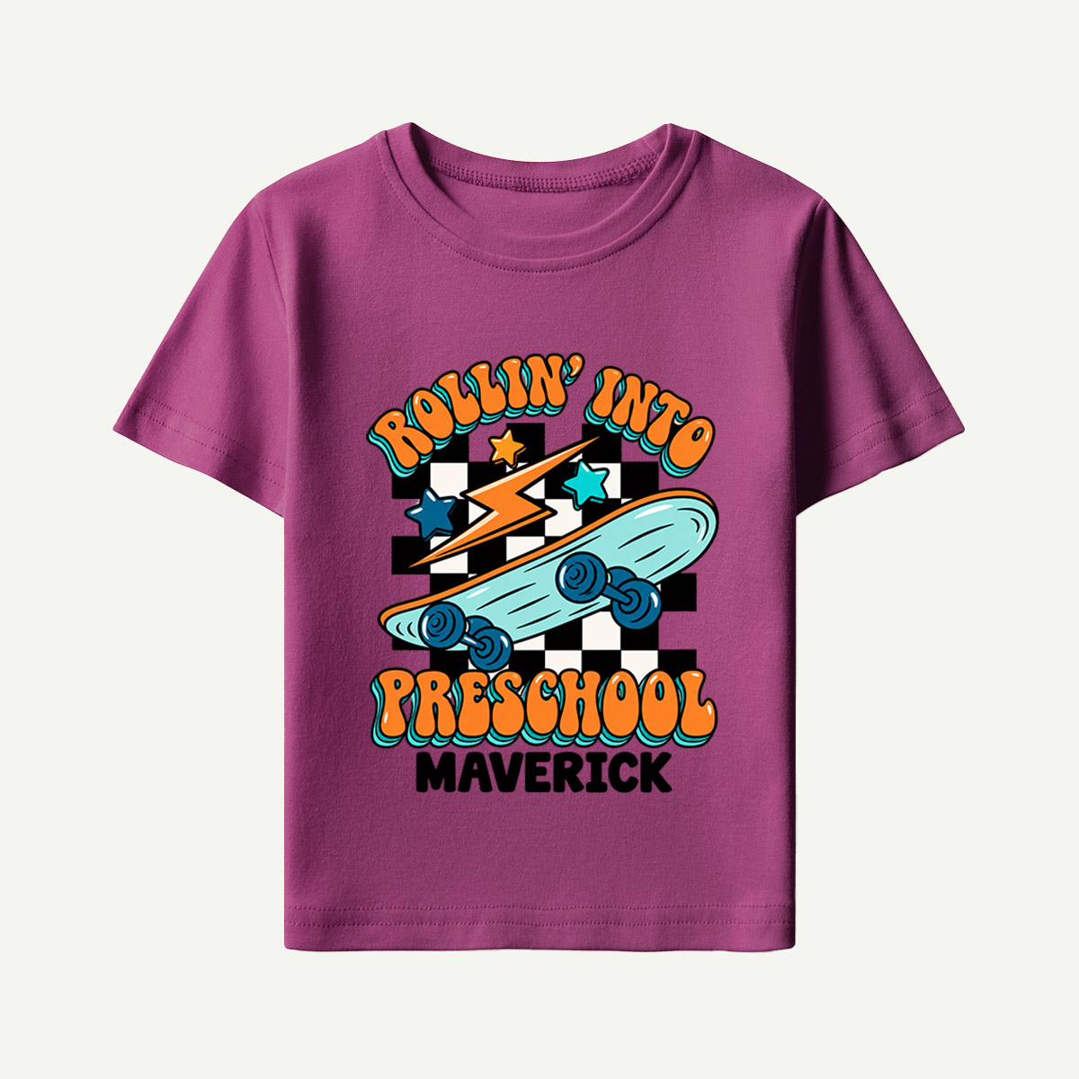 Rollin Into Preschool Retro Skate Quote Kids T-Shirt