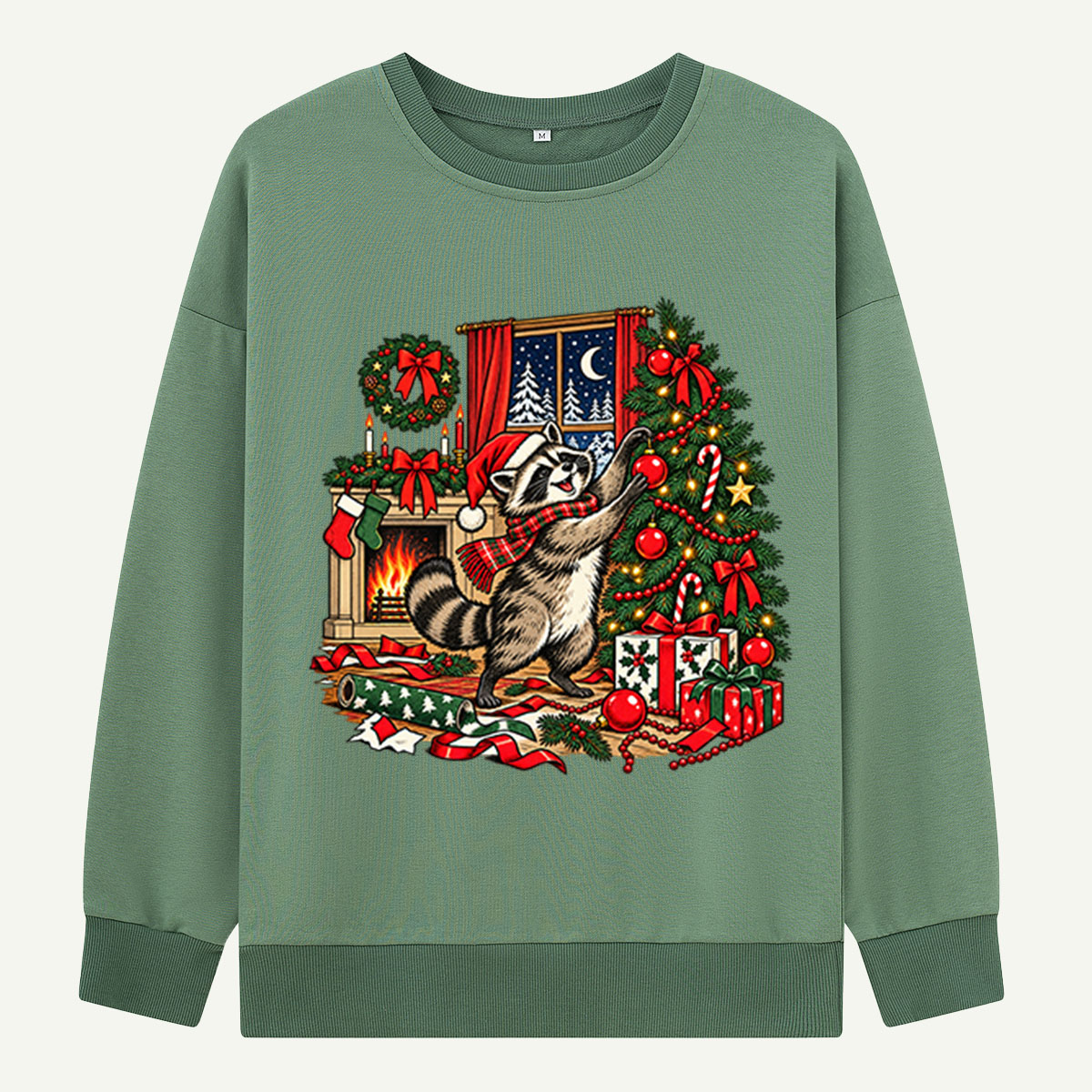 Playful Christmas Raccoon Decorating A Festive Tree Sweatshirts