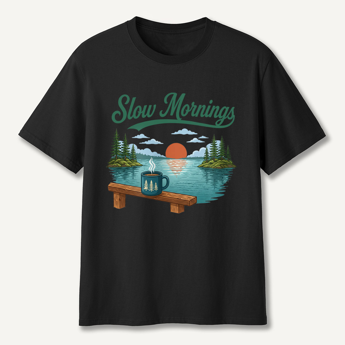 Slow Mornings Lake Coffee T-Shirt