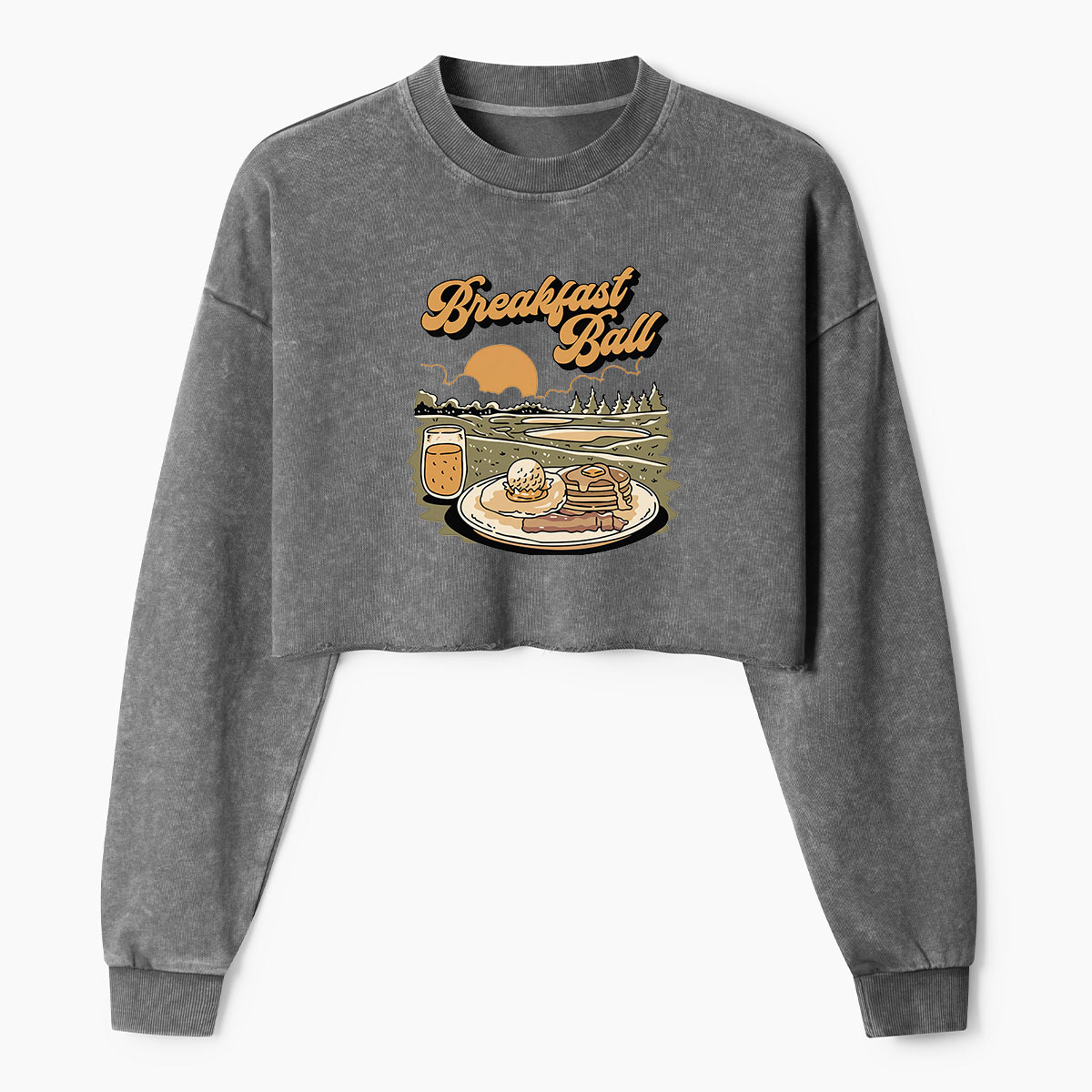 Breakfast Club Campfire Morning Women's Washed Cropped Sweatshirt