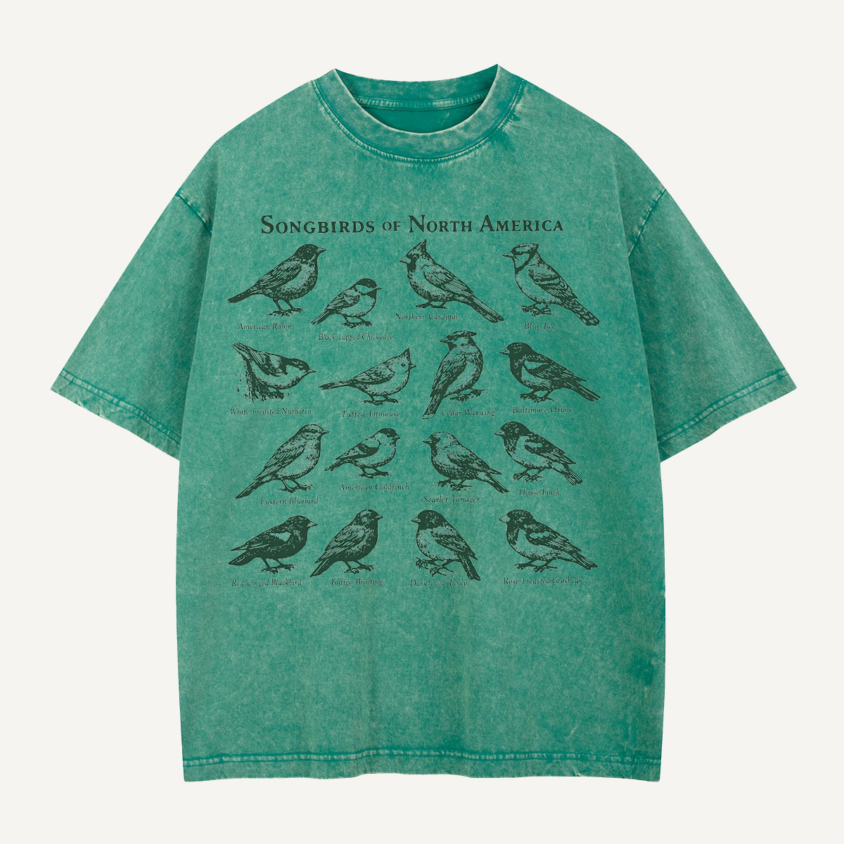 Songbirds Of North America Field Guide Washed T-Shirt