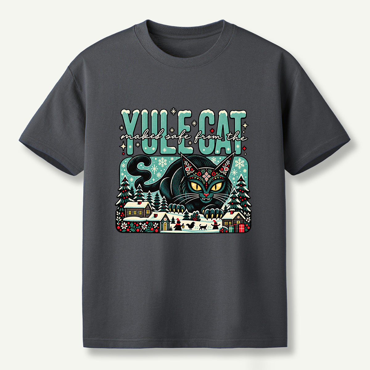 Yule Cat Naked Safe From The Christmas Cat T-Shirt