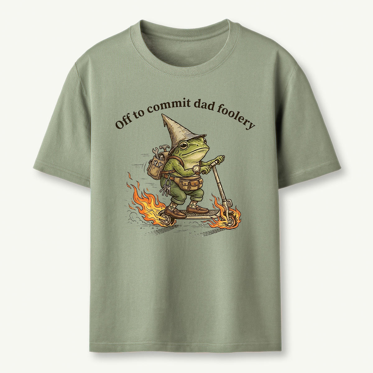 Dad Foolery Frog on Fire Scooter T-Shirt