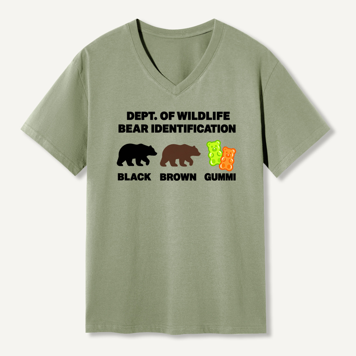 Dept Of Wildlife Bear Identification Black Brown Gummi V-neck T-Shirt