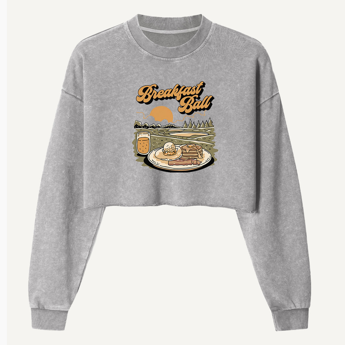 Breakfast Club Campfire Morning Women's Washed Cropped Sweatshirt