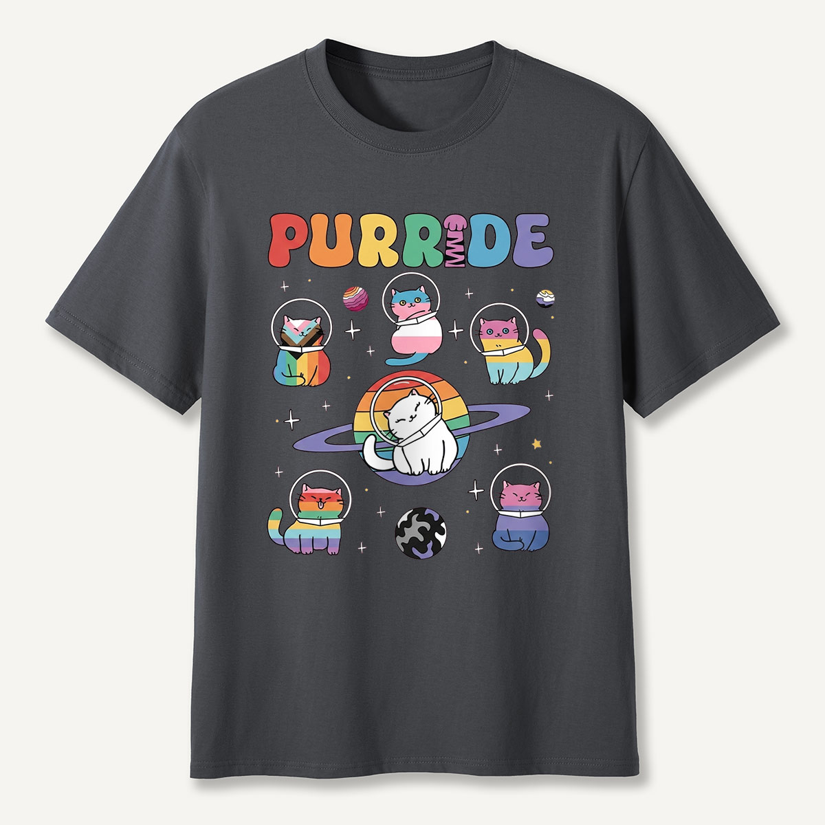 Purride Space Cats Rainbow T-Shirt