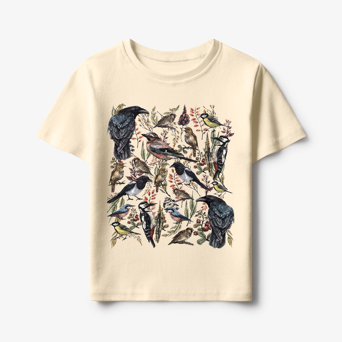 Vintage Wild Birds Botanical Kids T-Shirt