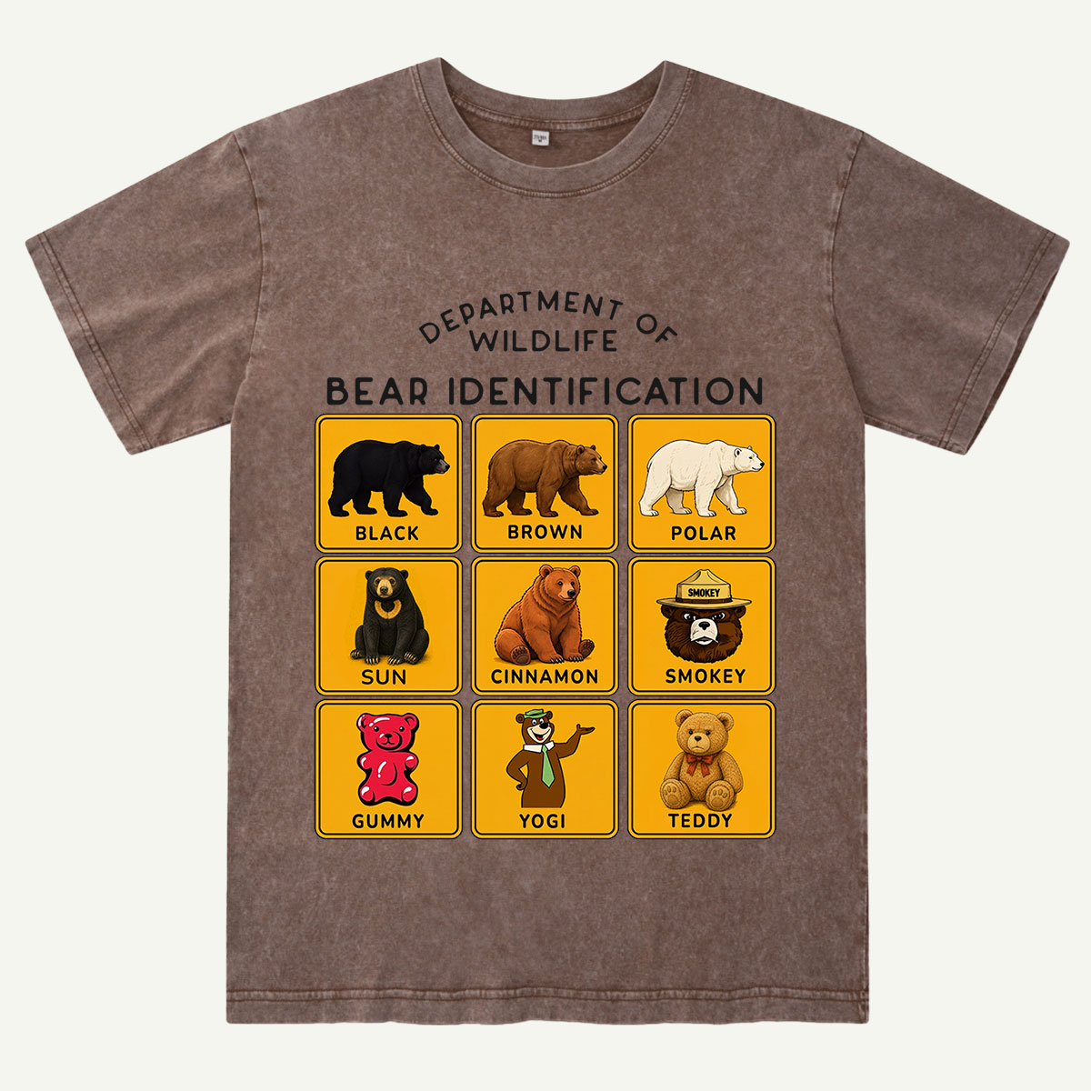 Department of Wildlife Bear Identification Washed T-Shirt