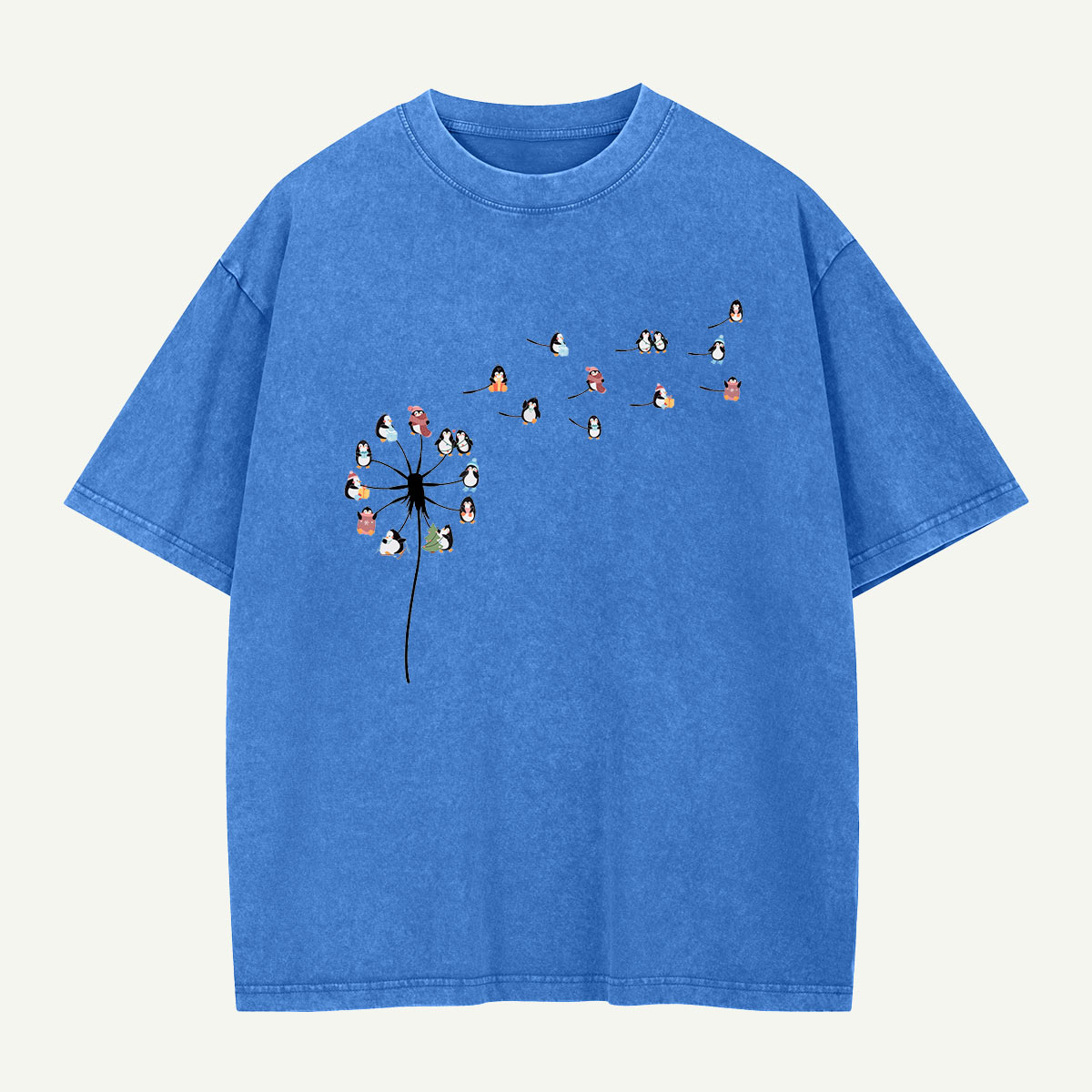 Penguins Gone with the Wind Washed T-Shirt