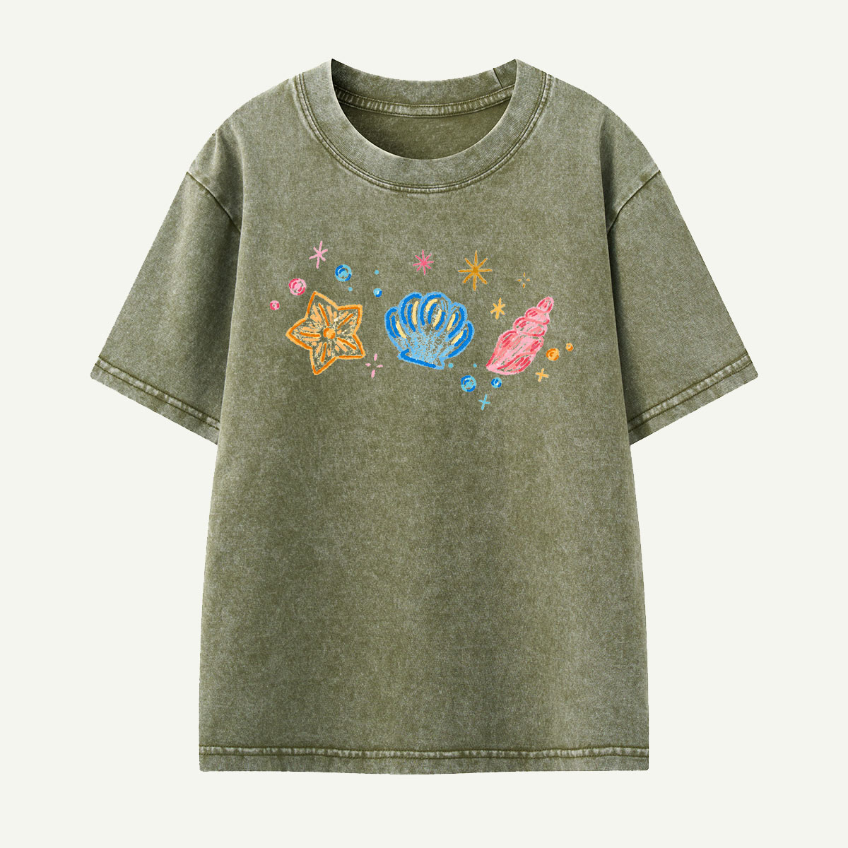 Sparkling Sea Treasures Navy Kids Washed T-Shirt
