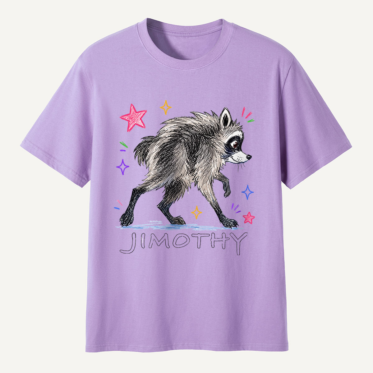 Jimothy Colorful Stars Playful Raccoon  T-Shirt