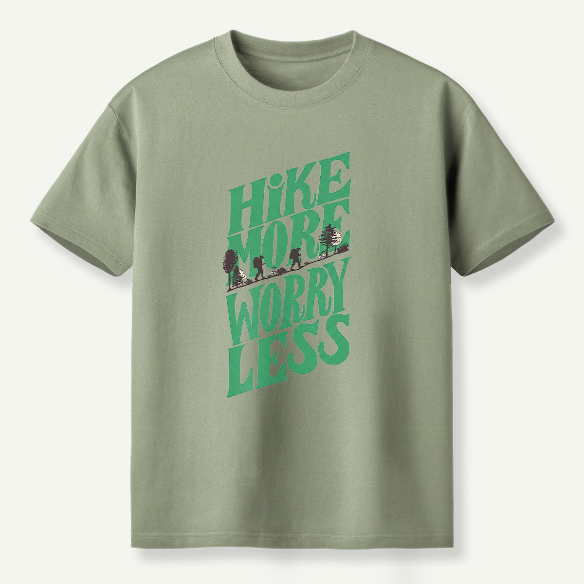 Hike More Worry Less Retro Outdoor Quote T-Shirt