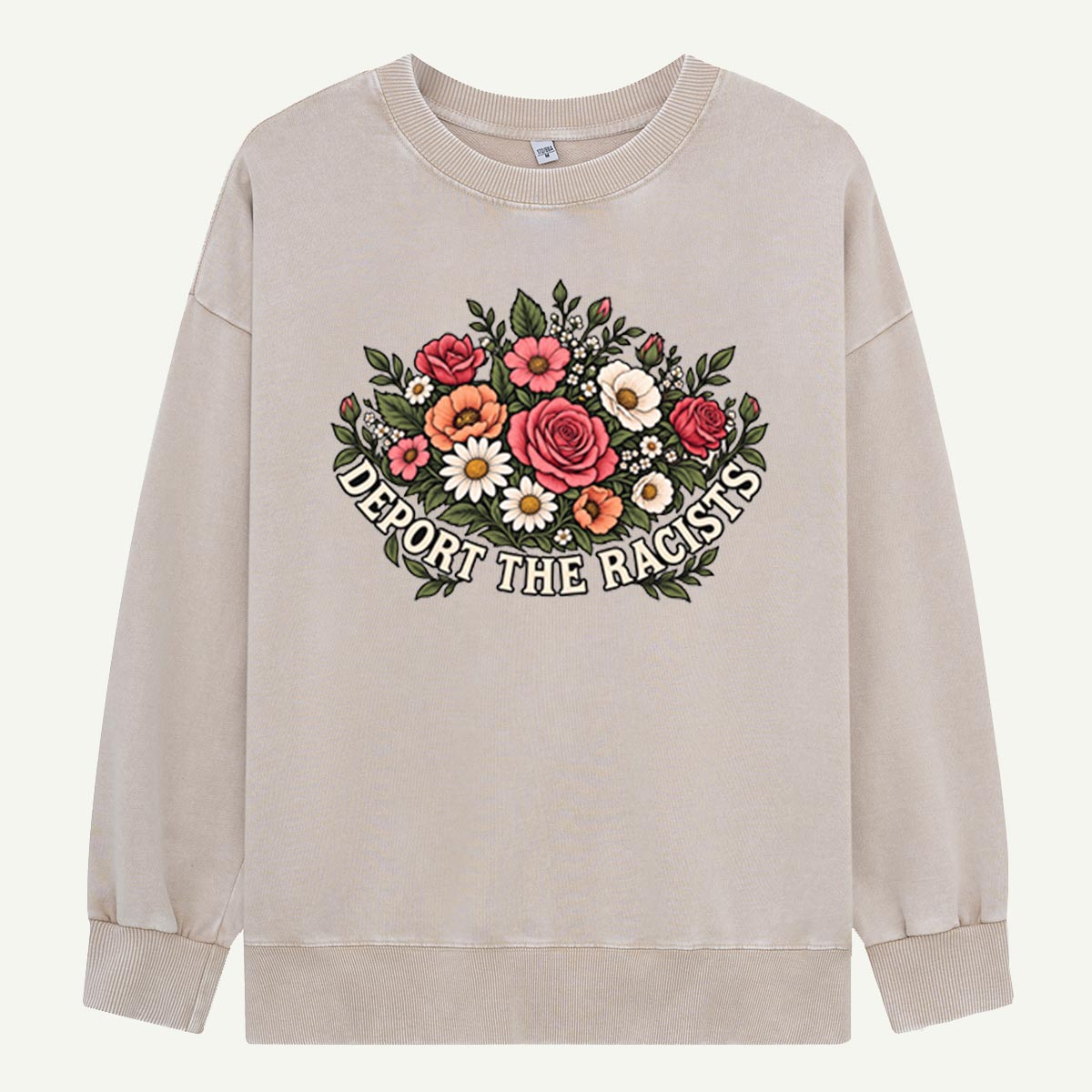 Support The Racers Floral Vintage Washed Sweatshirts