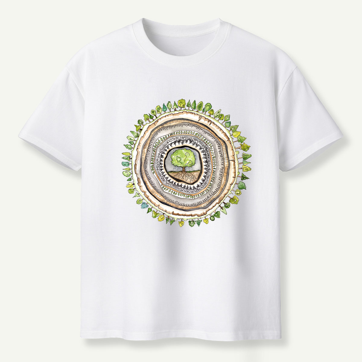Tree Rings Nature Mandala T-Shirt