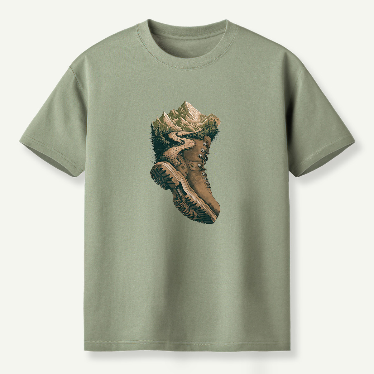 Hiking Boot Mountain Trail Landscape T-Shirt