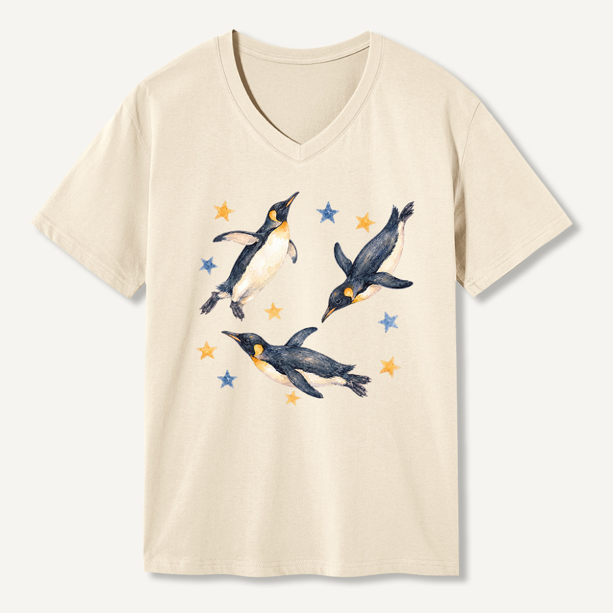 Flying Penguins Among The Stars V-neck T-Shirt