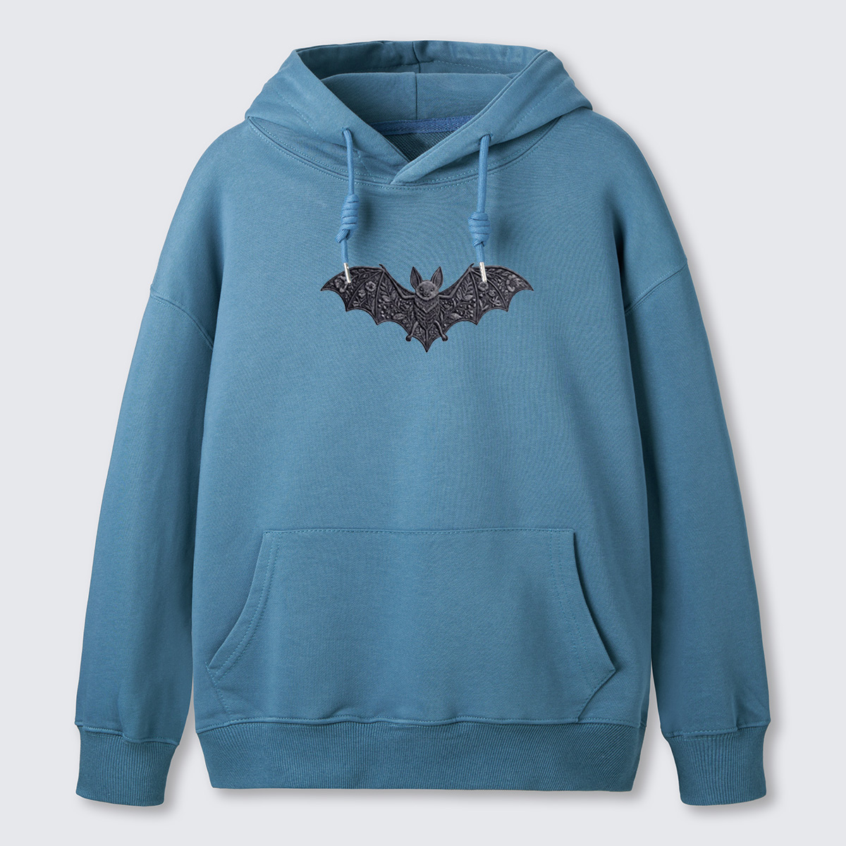 Simple Bat Icon Embroidered Cotton Hoodie