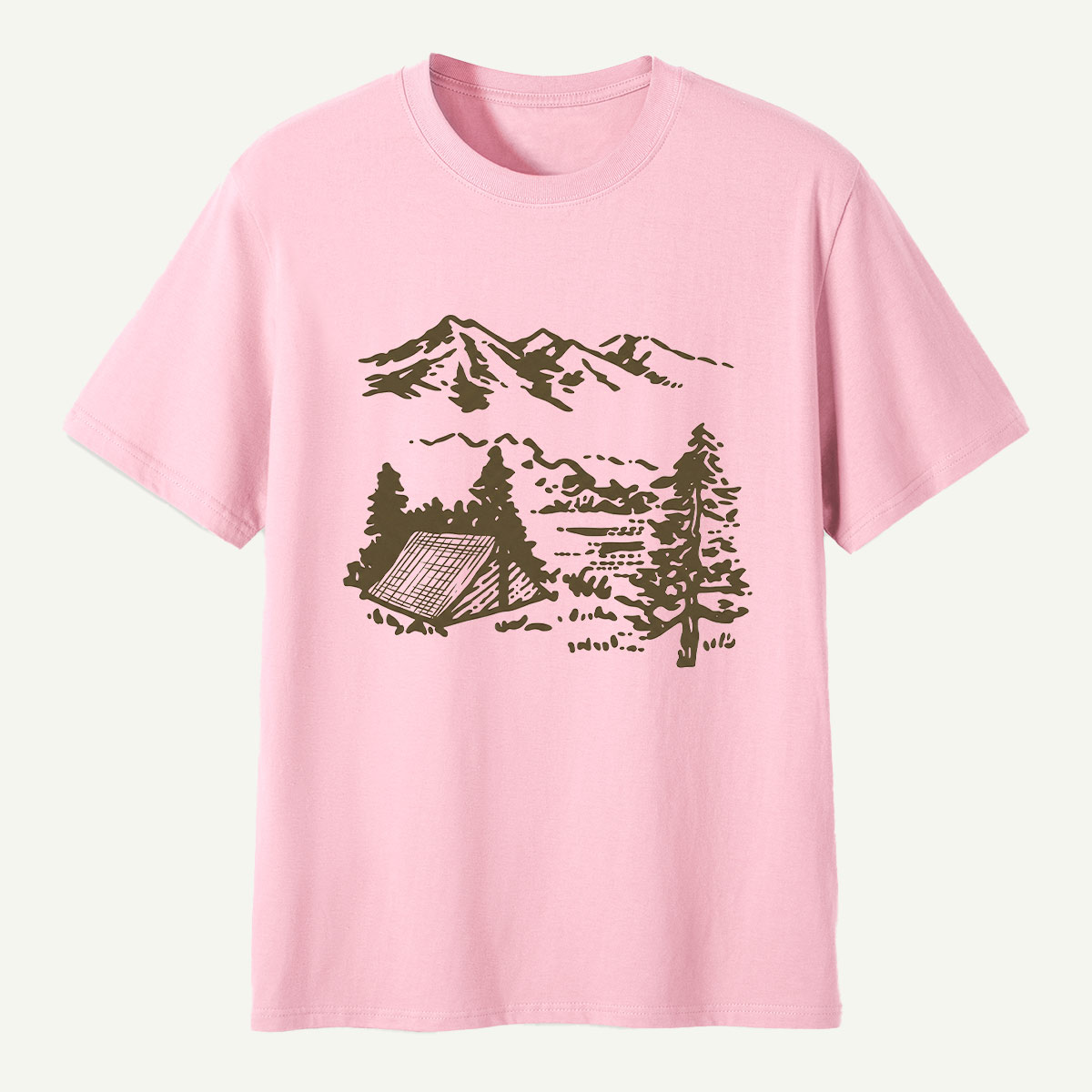 Mountain Campsite Wilderness Sketch T-Shirt
