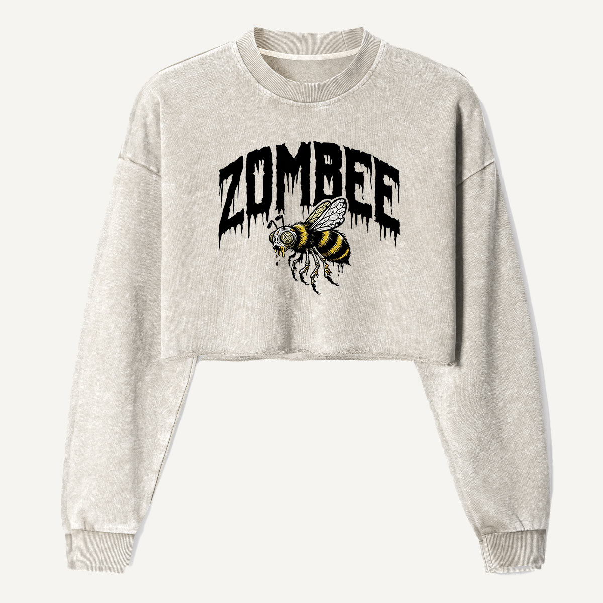 Zombee Undead Bee Women's Washed Cropped Sweatshirt