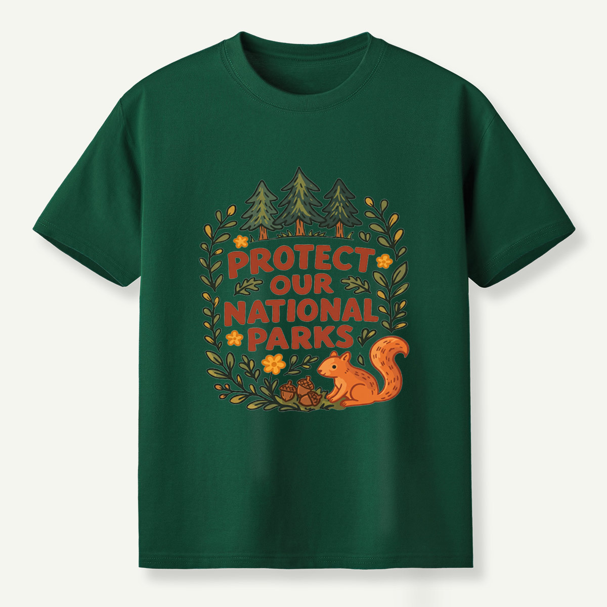 Protect Our National Parks Woodland Squirrel Wreath T-Shirt