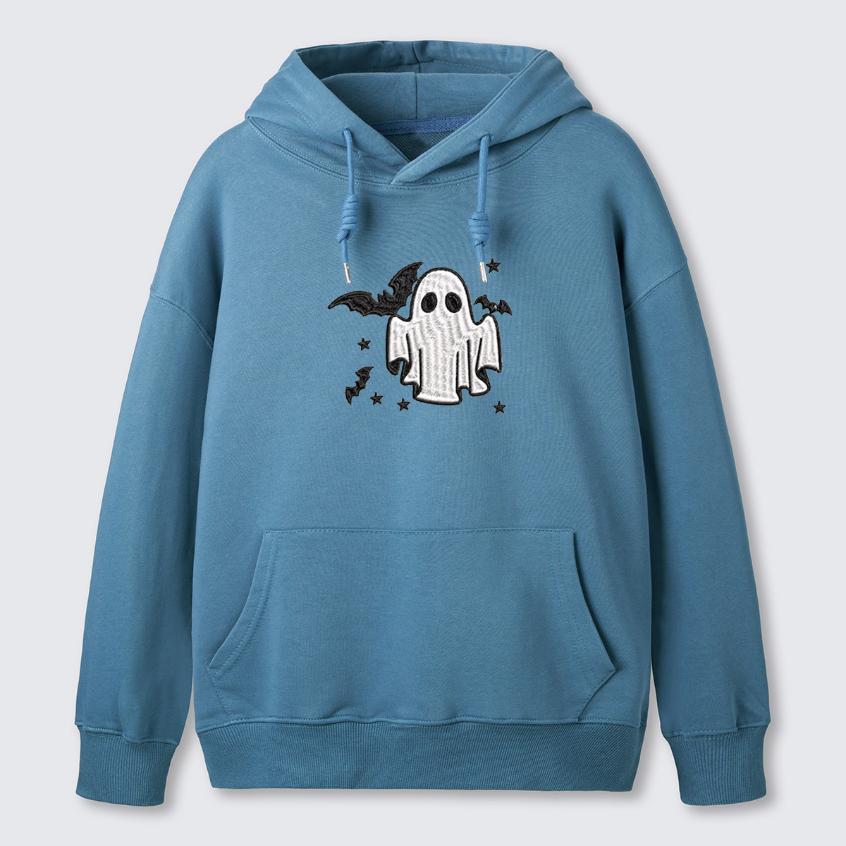 Tiny Ghost Embroidered Cotton Hoodie