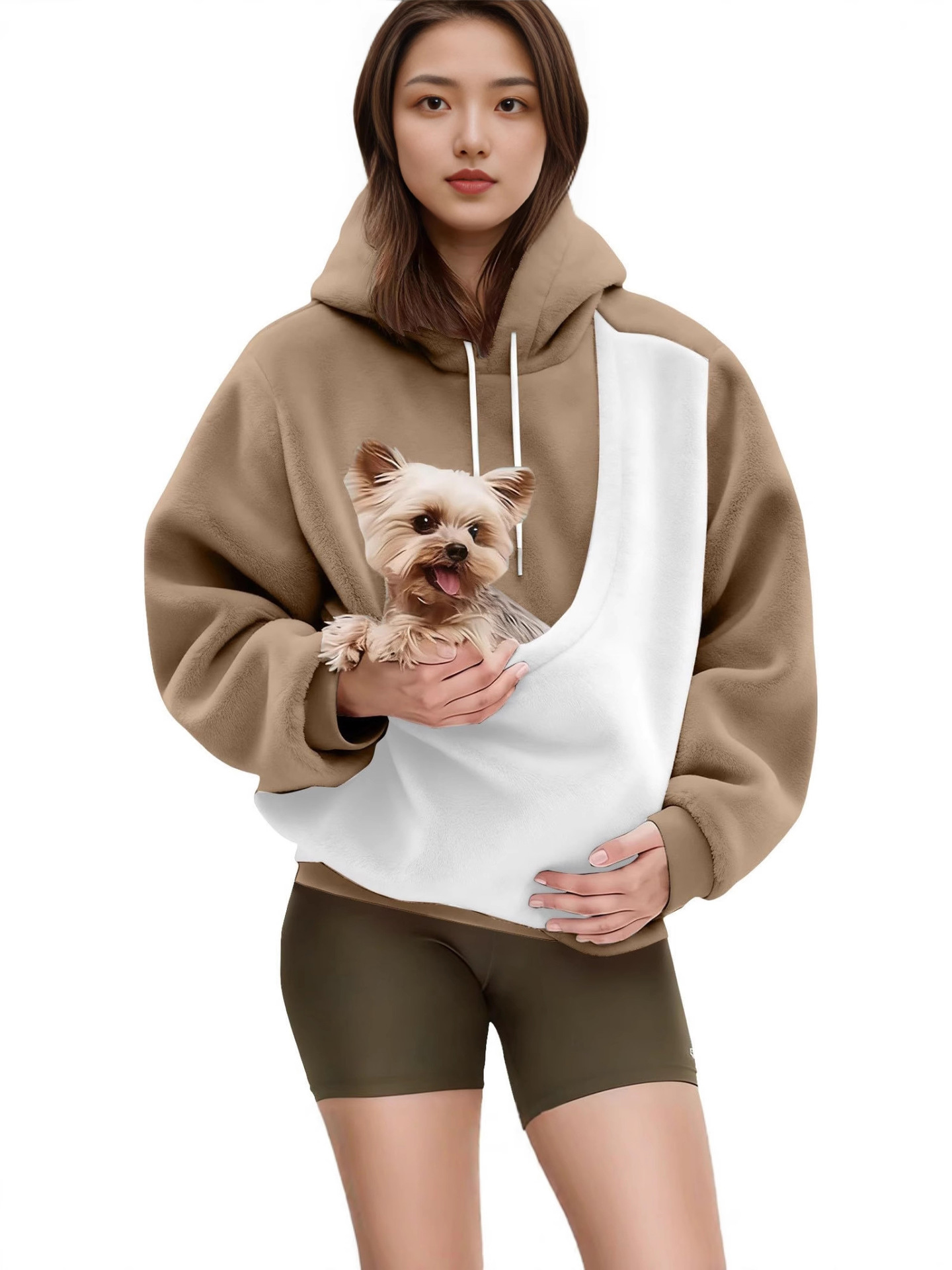 Flannel Pet Carrier Hoodie — Warm, Cozy & Convenient Kangaroo Pouch Sweatshirt for You and Your Pet
