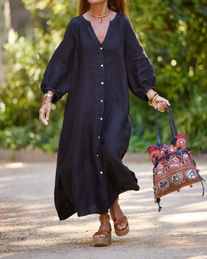 Casual long-sleeved cardigan Maxi dress