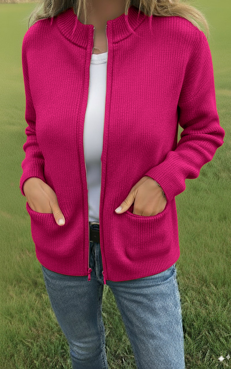 CLEARANCE SALE🔥 Round Neck Zipper Knitted Jacket