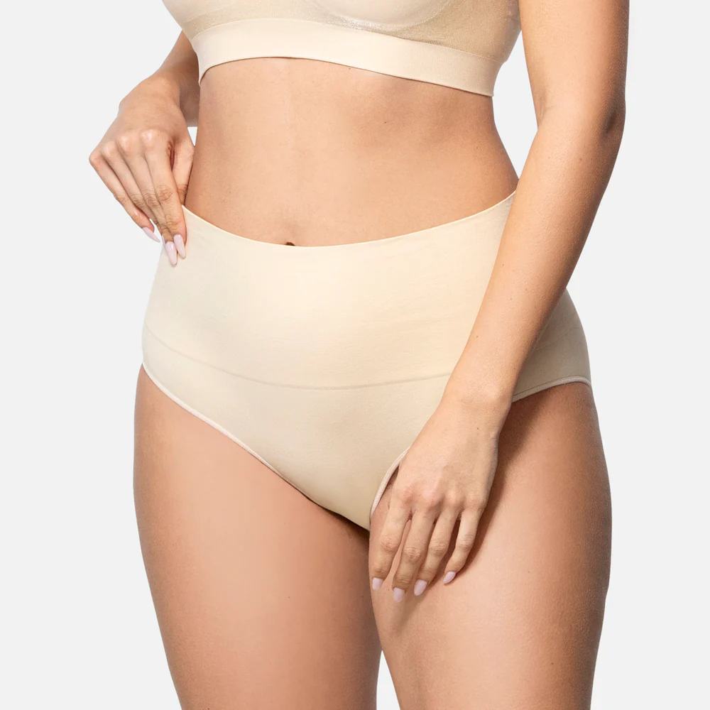 Smoothing At Waist Brief High-Waisted Cotton Tummy Control Panties (5-Pack) - Plus Size Breathable Shaping Underwear