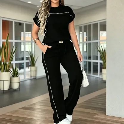 ⏰🔥🔥Women's Casual Short Sleeve Top & Wide Leg Pants Set