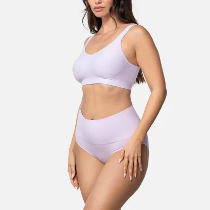 Smoothing At Waist Brief High-Waisted Cotton Tummy Control Panties (5-Pack) - Plus Size Breathable Shaping Underwear