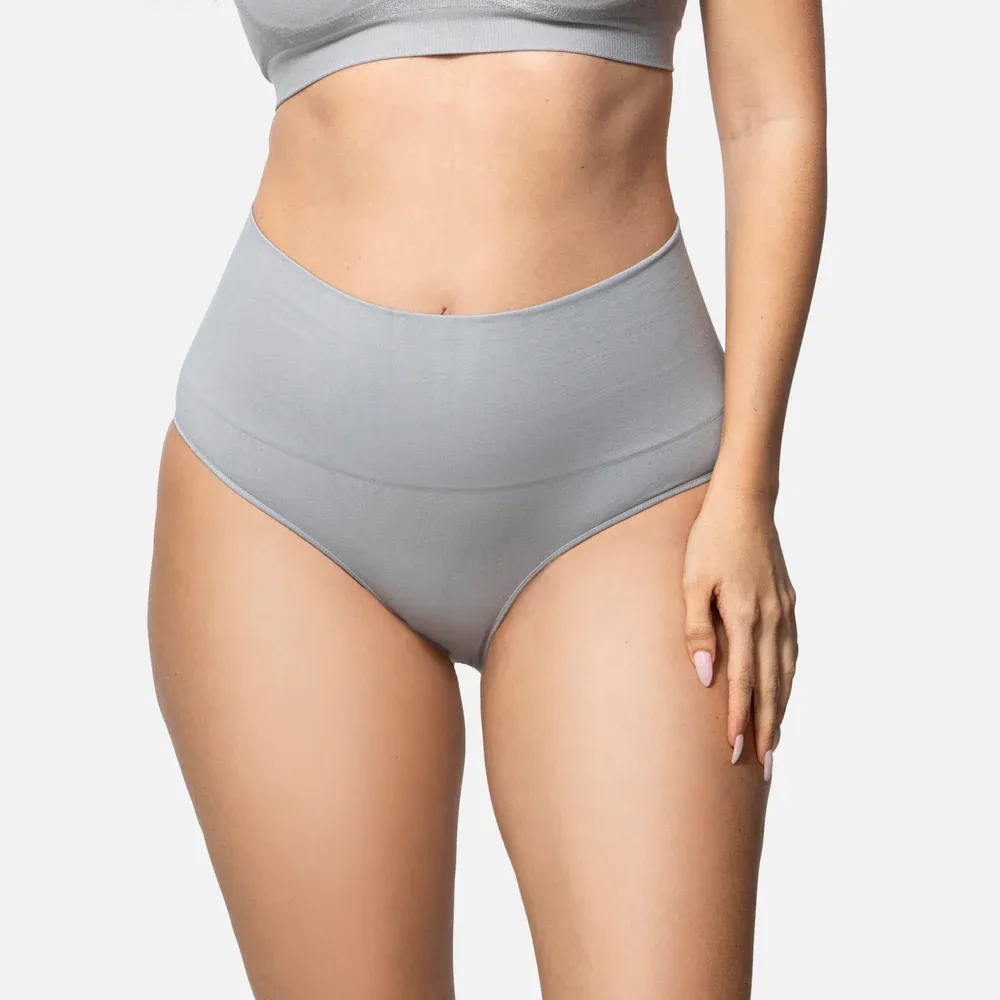 Smoothing At Waist Brief High-Waisted Cotton Tummy Control Panties (5-Pack) - Plus Size Breathable Shaping Underwear