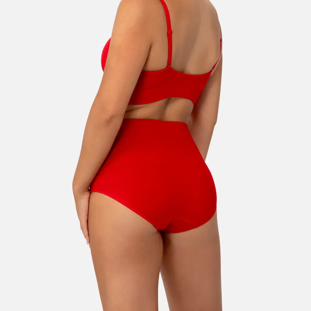 Smoothing At Waist Brief High-Waisted Cotton Tummy Control Panties (5-Pack) - Plus Size Breathable Shaping Underwear