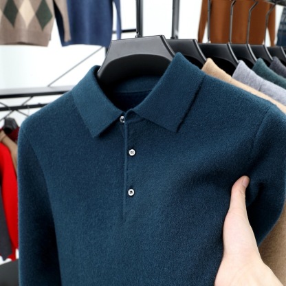 2025 Men's autumn and winter new men's business cashmere knitted polo